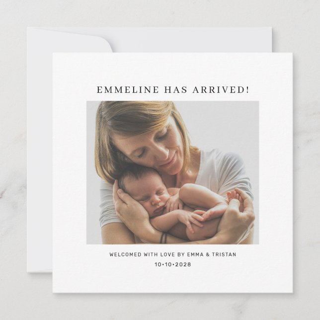 Baby Mama Foto Birth Ankündigung (Vorderseite)