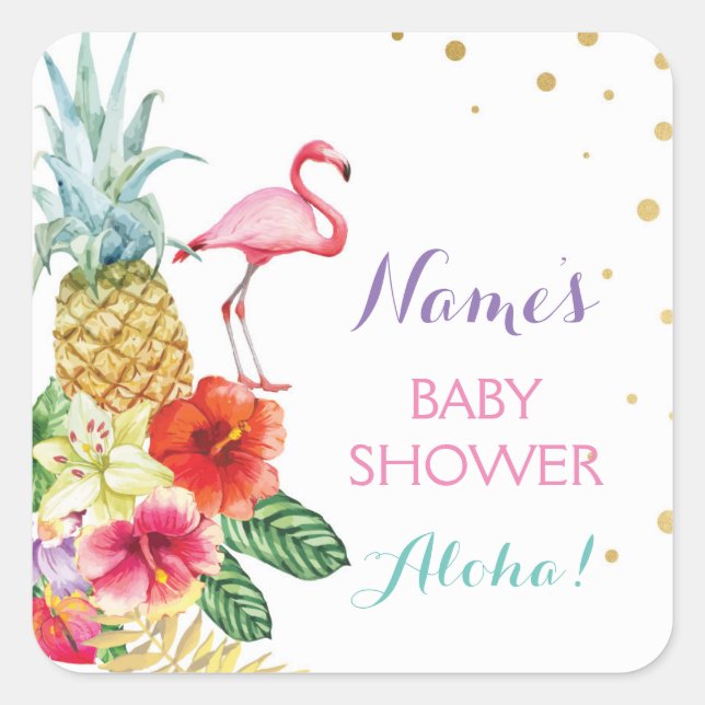 Baby Maman Douche Aloha Flamant rose Tiki Stickers (Devant)