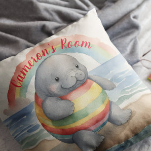 Baby Manatee Rainbow Personalisiert Kissen