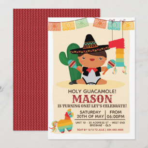 Baby Mariachi Holy Guacamole Invitation d'un an
