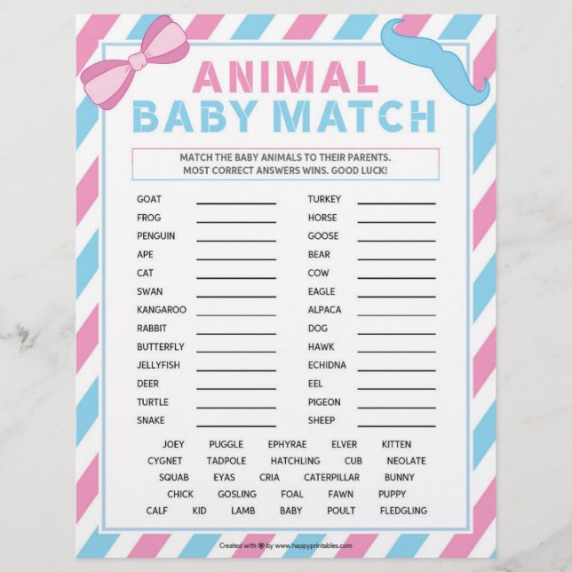 Baby-Match [Gender-Überraschung] Briefbogen (Vorderseite)