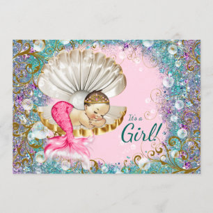 Baby-Meerjungfrau-Baby-Shower-Einladungen Einladung