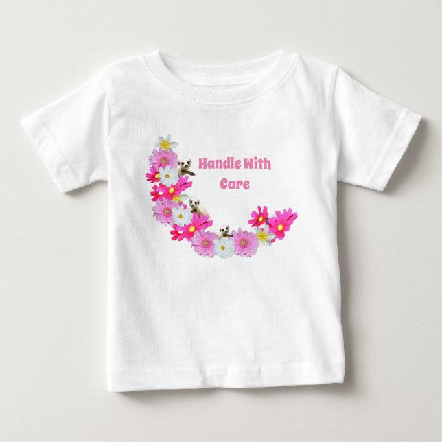 Baby Meerkat Et Fleurs, Baby Tshirt (Devant)