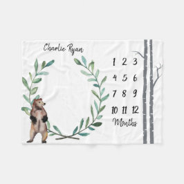 Baby-Meilenstein-Decken-Bärn-Kranz-und Fleecedecke