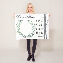 Baby-Meilenstein-Decken-Birken-Bäume und Kranz