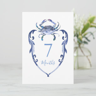 Baby-Meilenstein-Karten Aquarell Blaue Krabbe Einladung