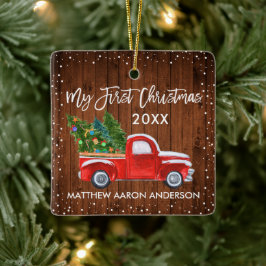 Baby Mein erster Weihnachtsschneefahrer Red Truck Keramikornament