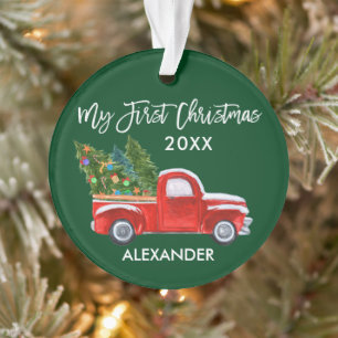 Baby Mein erstes Weihnachten Vintage-Rotlastwagen Ornament