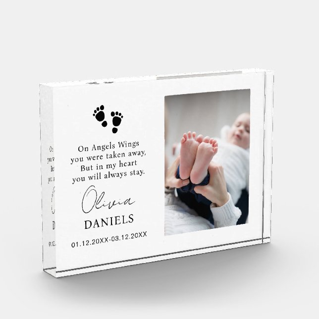 Baby Memorial Baby Loss Memorial Geschenk Beileid Fotoblock (Links)