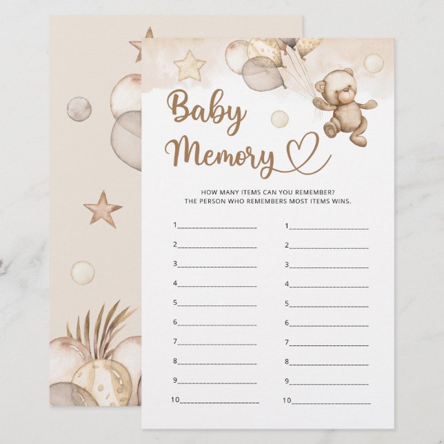 Baby Memory Baby Bear Babydusche (Vorne/Hinten)