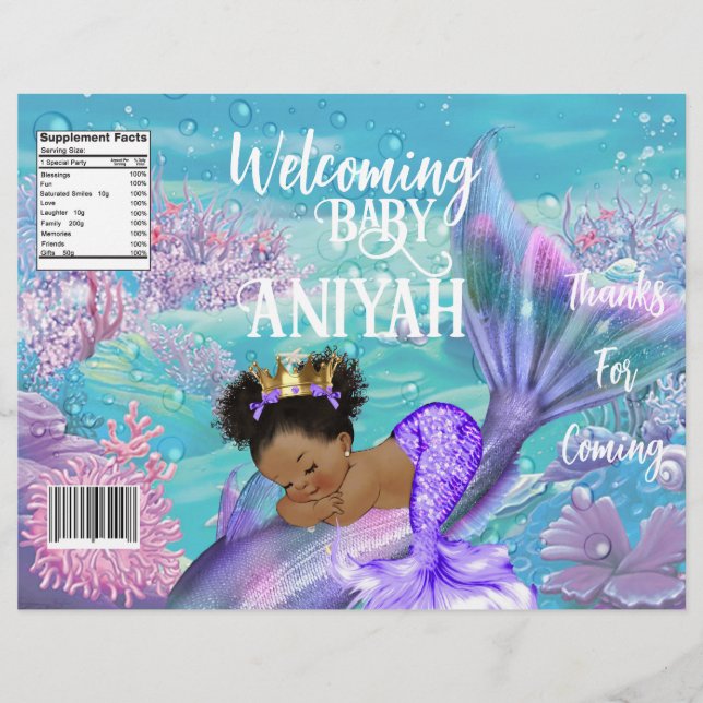 Baby Mermaid Baby Dusche Chip Bag Flyer (Vorne)