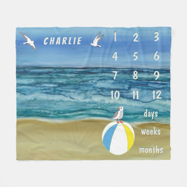 Baby Milestone Beach Fleecedecke (Vorderseite (Horizontal))