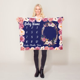 Baby Milestone Blanket Personalisiert Baby Girl Ge Fleecedecke