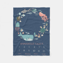 Baby Milestone Ocean Animal Wreath Fleecedecke