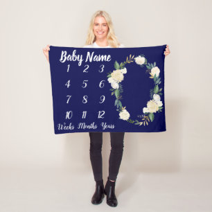 Baby Milestone Personalisiertes Duschgeschenk Fleecedecke