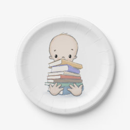 Baby mit Bücherdusche Pappteller