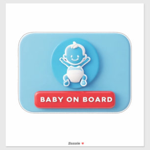 Baby mit einem "Baby an Bord"-Autoaufkleber Aufkleber