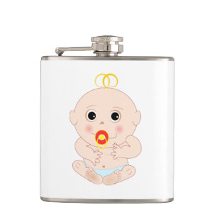 Baby mit Schnuller Cartoon Flachmann