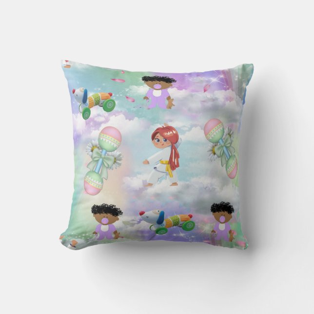 Baby-Mitspieler mit Rainbows und Wolkenwurfpfeife Kissen (Vorderseite)