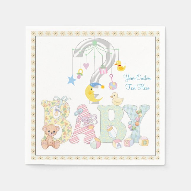 Baby Mobile Gender Reveal Paper Party Napkins Serviette (Vorderseite)