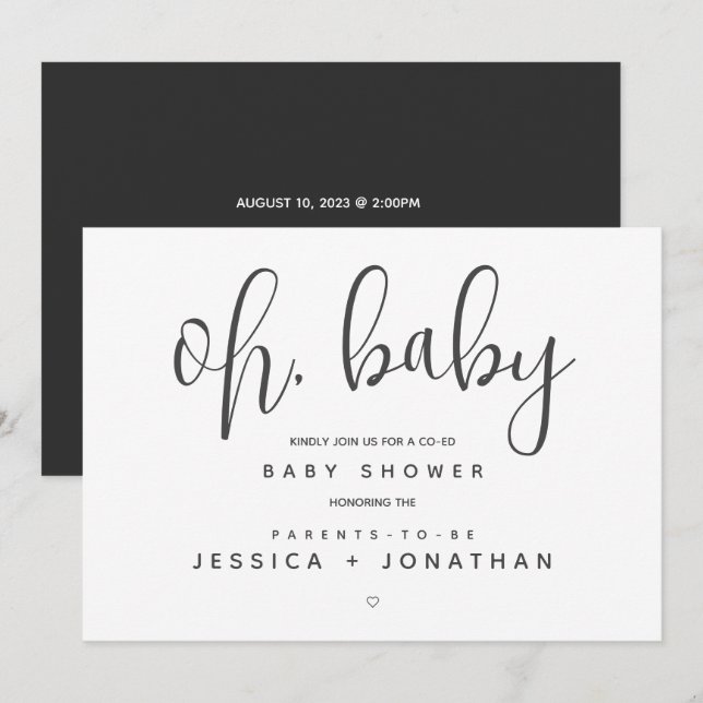 Baby Moderne Minimalistische Babydusche Co-ed Einladung (Vorne/Hinten)
