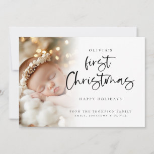 Baby moderne Premier Noël Carte photo personnalisé