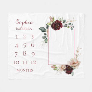 Baby-Monate-Rosafarbenes-Blumenmonogramm-Baby Fleecedecke