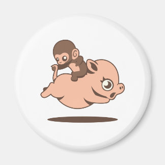 Baby Monkey (Auf einem Schwein rückwärts gehen) Magnet