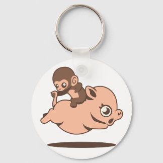 Baby Monkey (Auf einem Schwein rückwärts gehen) Schlüsselanhänger