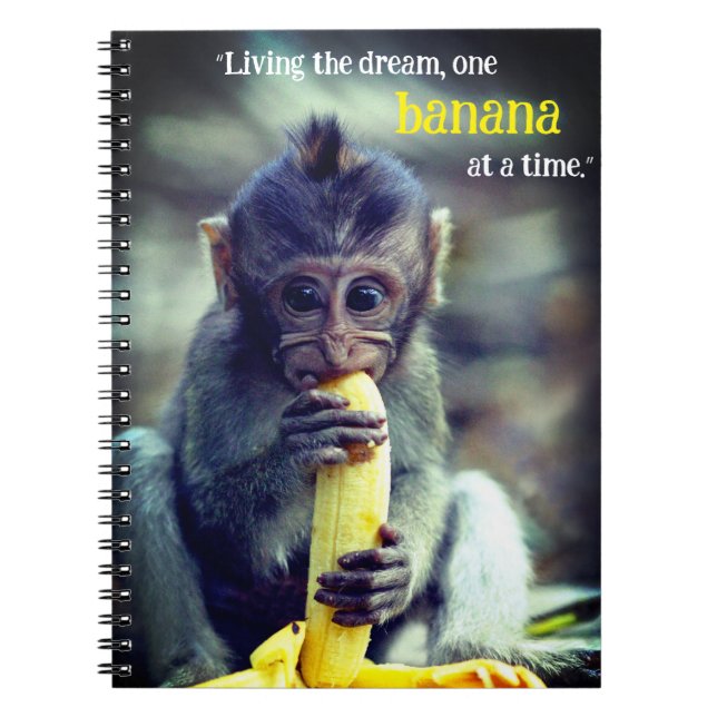 Baby Monkey Eating Banana Notizblock (Vorderseite)