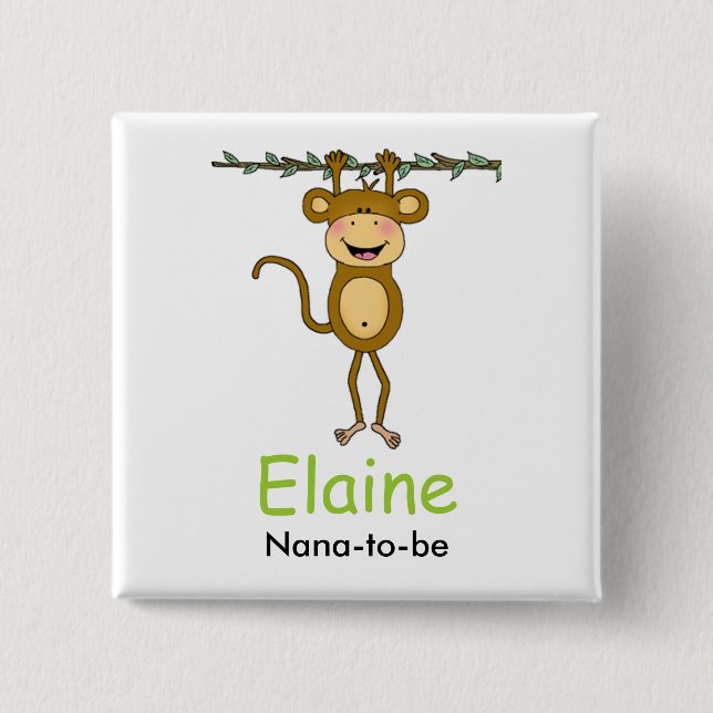 BABY MONKEY Hanging Monkey Personalisiert Button (Vorderseite)
