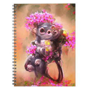 Baby Monkey mit Blume Notizblock