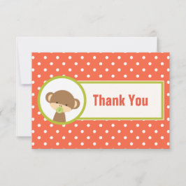 Baby Monkey mit einem Schnuller auf Polka Dots Dan Dankeskarte