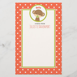 Baby Monkey mit einem Schnuller auf Polka Dots Hal Briefpapier