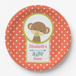 Baby Monkey mit Schnuller Babydusche Pappteller
