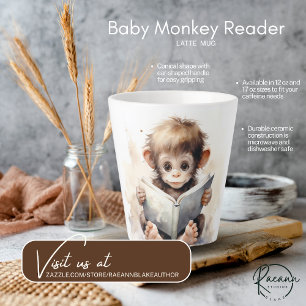 Baby Monkey Reader Latte Tasse