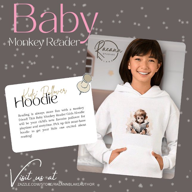 Baby Monkey Reader Mädchen Pullover Hoodie (Von Creator hochgeladen)