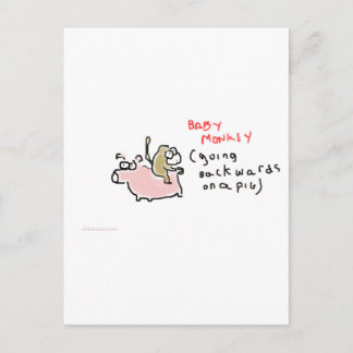 Baby Monkey (Reiten auf einem Schwein rückwärts) Postkarte