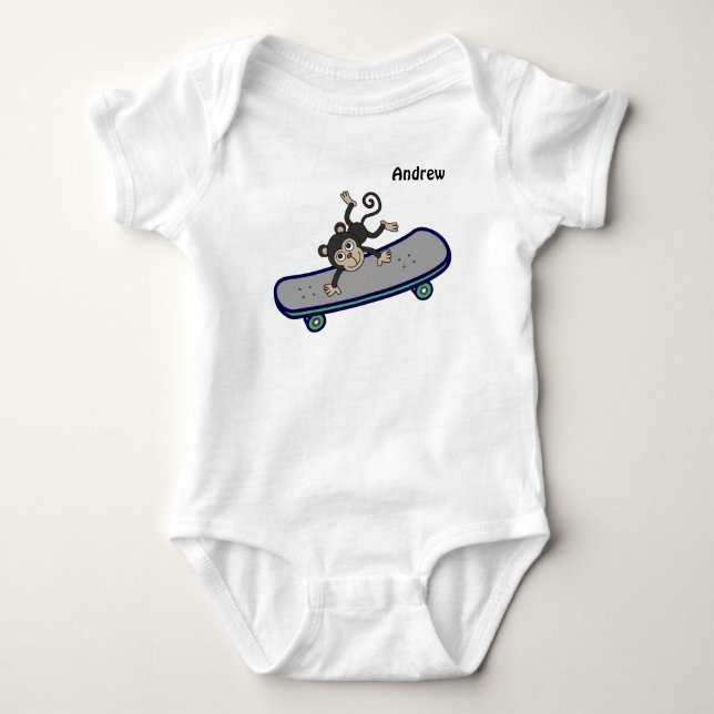 baby Monkey riding skateboards Baby Strampler (Vorderseite)