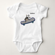 baby Monkey riding skateboards