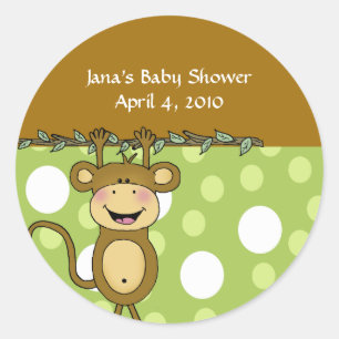 BABY MONKEY Round Baby Shower Pflegeaufkleber Runder Aufkleber