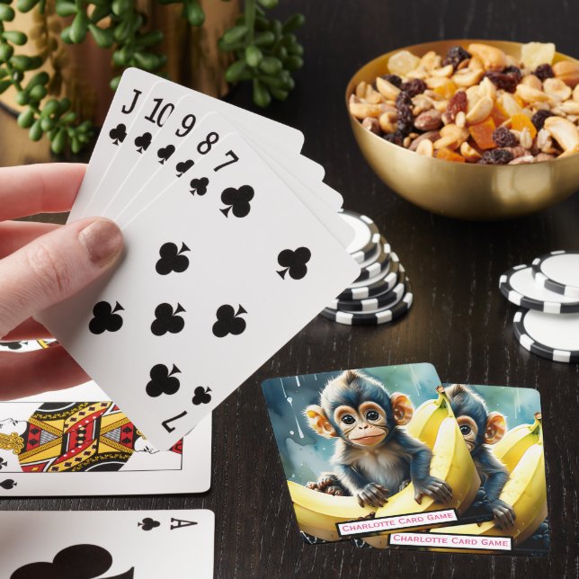 Baby Monkey und Banana Monogram Kids Match Game Spielkarten (In Situ)