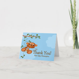 Baby Monkey Vielen Dank Note Card Dankeskarte