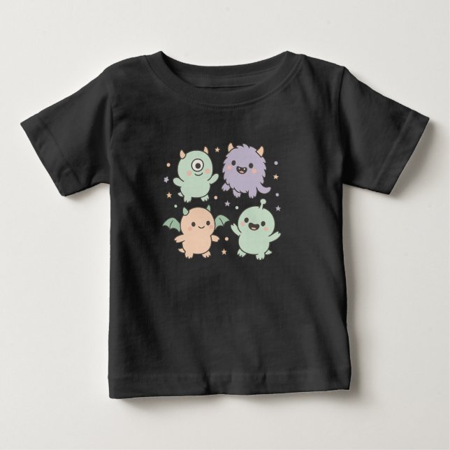 Baby Monsters Party Cute Pastel Halloween Friends Baby T-shirt (Vorderseite)
