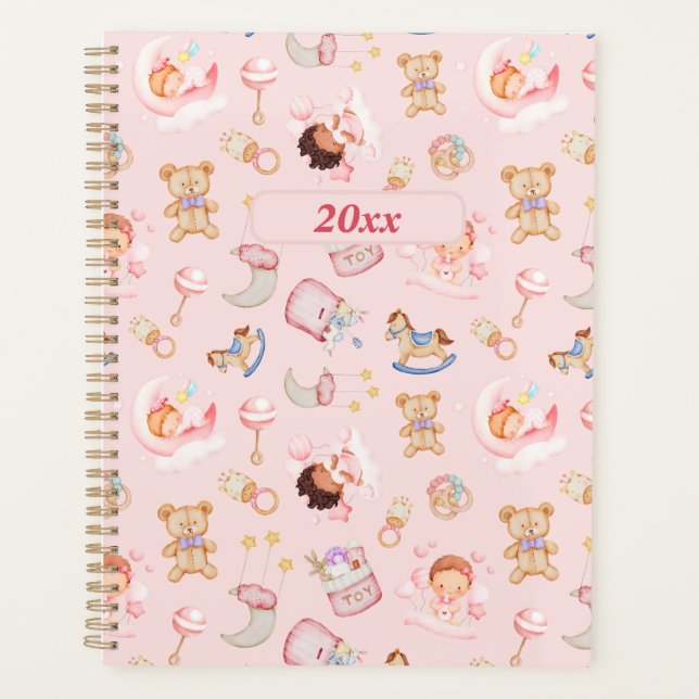 Baby Moon Star Bear Toys Pink Personalisiert Planer (Vorderseite)