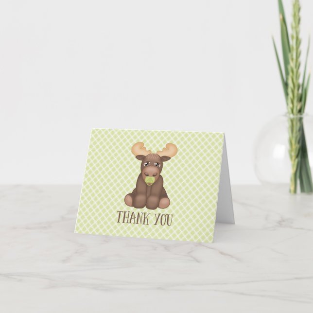 Baby Moose Baby Dusche Vielen Dank Dankeskarte (Vorderseite)
