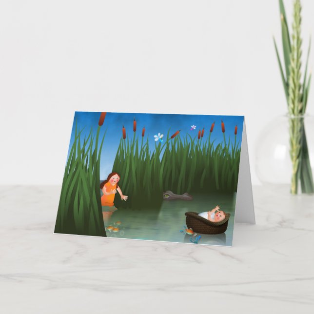 Baby Moses Pessach Cartoon Karte (Vorderseite)