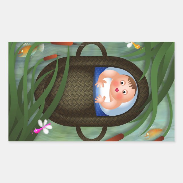 Baby Moses Pessach Cartoon Rechteckiger Aufkleber (Vorderseite)