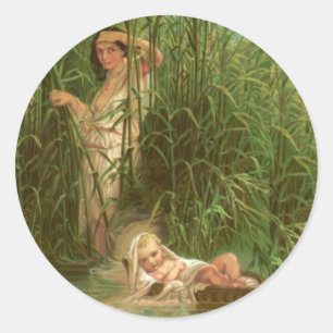 Baby Moses und der Nil Runder Aufkleber