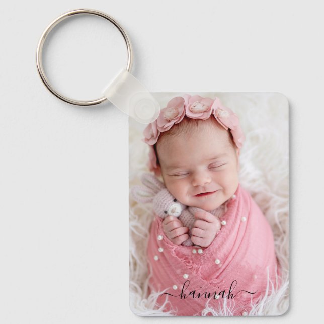Baby Multi-Foto mit Name Schlüsselanhänger (Vorderseite)